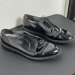 Capps Derby Shoes Mens Black Patent Leather Air-Lite Uniform Dress Shoes
